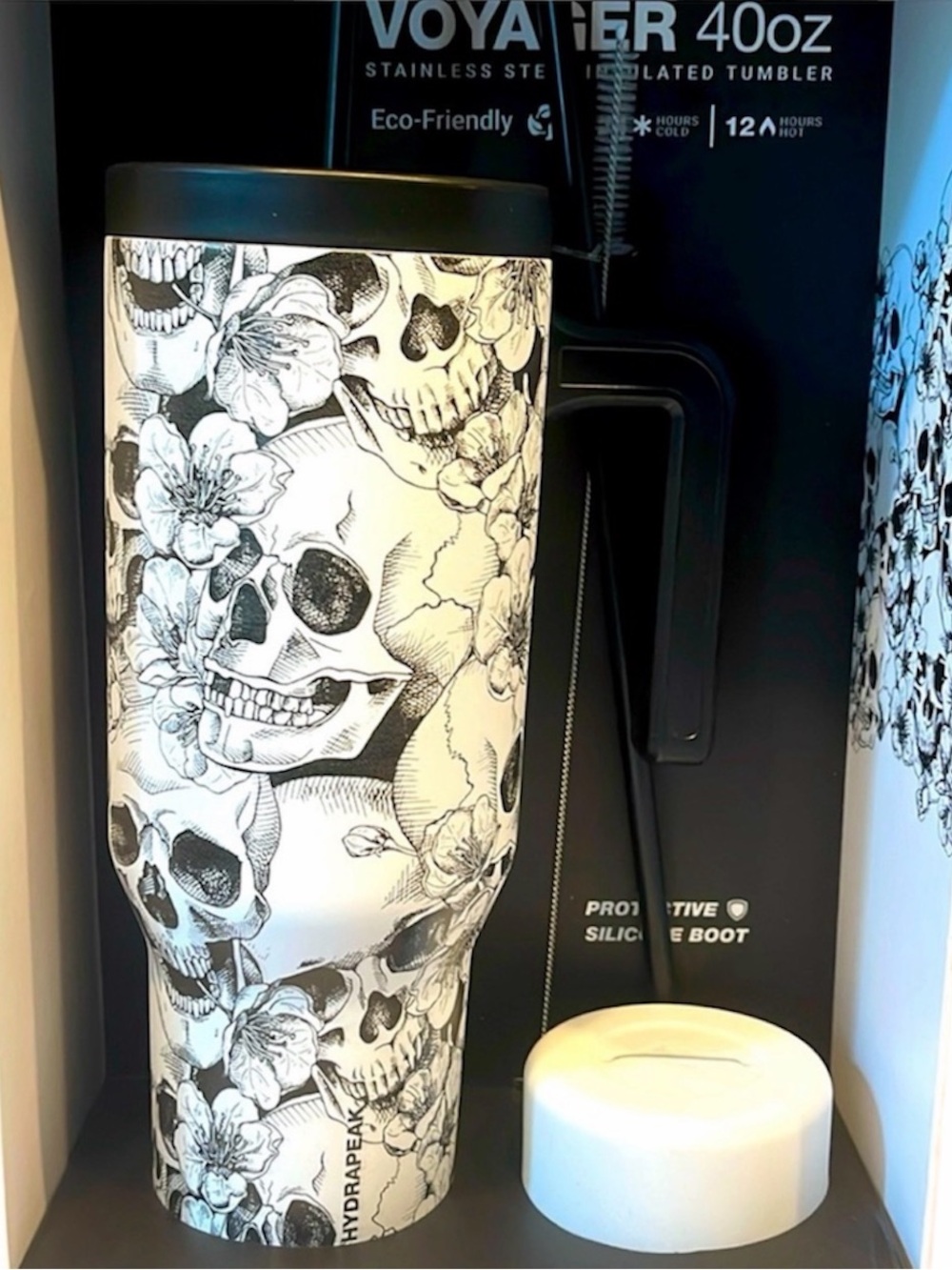 Skull Mug 40oz Voyager Stainless Steel Insulated Tumbler Skulls Hydrapeak Flower
